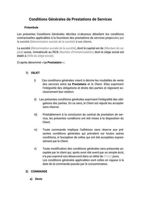 Conditions de service .